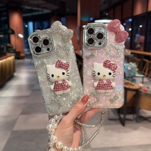 เคสโทรศัพท์มือถือลายการ์ตูนคิตตี้ 3 มิติ ประดับโบว์วิ้งๆ แบบเพชร สำหรับ iPhone 17 16 15 14 Pro Max น่ารัก ดีไซน์ IMD ระยิบระยับ ป้องกันการกระแทก - Product Image 2