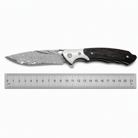 Couteau de poche pour gentleman en acier Damas VG10, manche en bois d'ébène sculpté à la main, verrouillage Liner Lock, HRC 55-58, pour camping en plein air, vente en gros