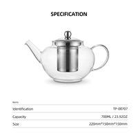 Théière en verre avec couvercle, infuseur en acier inoxydable, 600 ml / 20,49 oz, théière transparente en borosilicate pour thé fleuri, cadeau familial