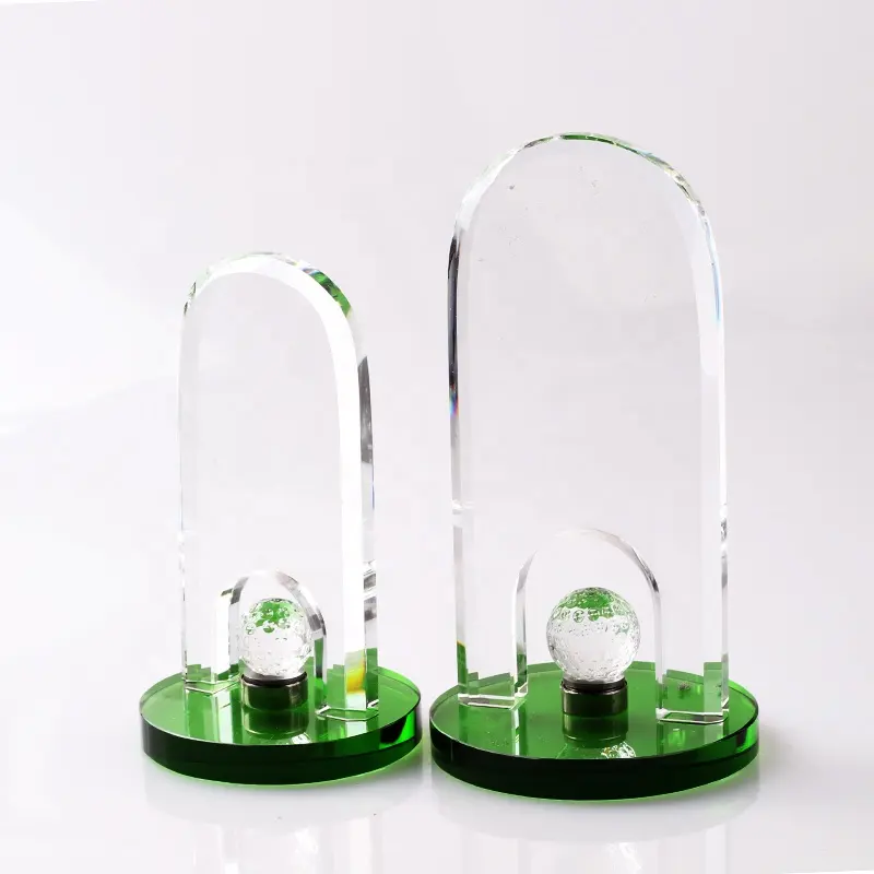 Groene Kleur Optische K9 Kristal Award Kristallen Trofee Plaque Voor Golf Event
