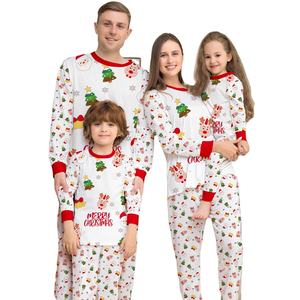 New Polyester Women Men Home Dress Kid Baby Sleepwear Santa Cartoon Allover Print Family <strong>Pet</strong> Christmas Pajamas Outfit - Product Image 1