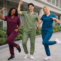 Ensemble de blouses d'infirmière unisexe résistantes à la décoloration, grandes tailles, confortables, extensibles, respirantes, support OEM ODM, logo personnalisé