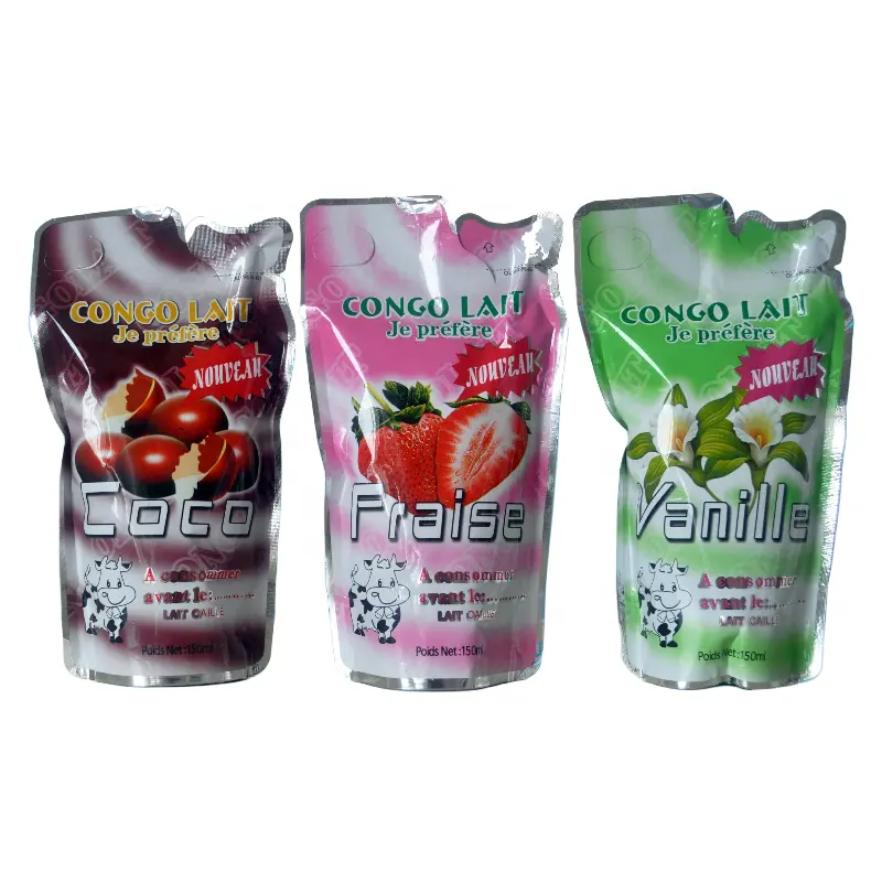 stand-up pouch compound pouch standing juice soft drink packaging aluminum plastic bag with inner straw or cap