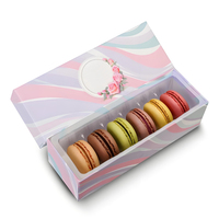 Boîte à macarons en carton de couleur unie multi-tons pour présentation de confiseries, expédition plate
