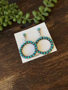 Boucles d'oreilles pendantes en turquoise Kingman et argent sterling, bijoux artisanaux uniques pour femmes, cadeau - Product Image 4