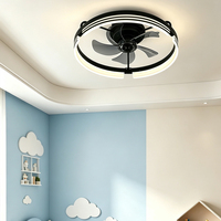 Ventilateur de plafond moderne avec anneau LED 30W 60W, moteur DC silencieux, 5 pales, profil bas, montage encastré, pour salon