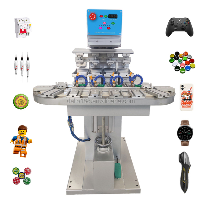 4 Color Round Pad Printer Machine High Precision Semi Automatic Logo Label Printing Machine for Small Product