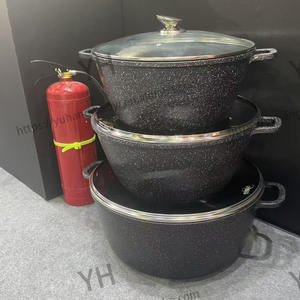 Hoge Kwaliteit 36/40/44Cm Gegoten 6 Stuks Grote Maat Potten En Pannen Koken Soep Pot Aluminium Non-Stick Kookgerei Sets Met Glazen Deksel - Product Image 1