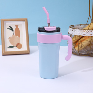 Bouteille <span class=keywords><strong>d</strong></span>'<span class=keywords><strong>eau</strong></span> de sport en acier inoxydable à double paroi avec couvercle en silicone, poignée en forme de glaçon, gobelet isotherme de 30 oz - Product Image 6