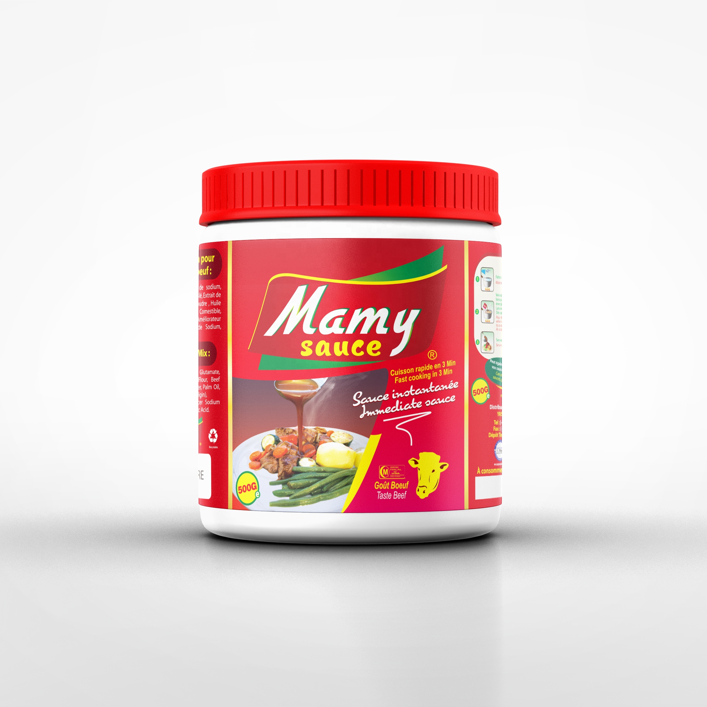 Mamy Sauce Brand Halal Thịt Bò Khô Trộn Nước Sốt Bột 500G X24tubs