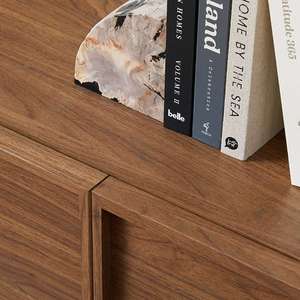 AJUNION <strong>Dark</strong> Walnut Entertainment Unit Compact Apartment Living Room <strong>TV</strong> Cabinet Media Console Table <strong>TV</strong> <strong>Stand</strong> with 3 Cabinets - Product Image 5