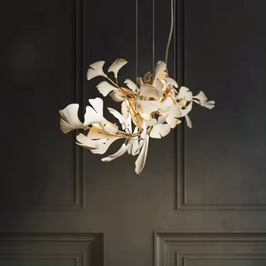 Hotel Lobby Decorative Hanging Pendant <b>Lighting</b> Modern Metal Chandelier Ginkgo Leaf Chandelier - Product Image 3
