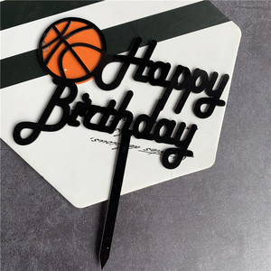 ท็อปเปอร์เค้กอะคริลิค ลายฮันนี่แอนด์สวีทเนส บาสเก็ตบอล สุขสันต์วันเกิด สำหรับตกแต่งงานวันเกิด - Product Image 5