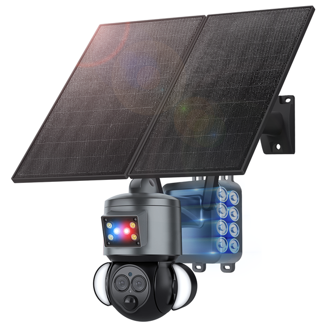 SECTEC Full Color Night Vision 24/7 Recording 6MP 12X Optical Zoom 20W Solar Panel Battery Cctv 4G SIM Card Wifi Solar Ip Camera