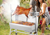 Parrilla de asador de carbón de acero inoxidable profesional, Motor eléctrico automático para pollo, cerdo, cordero, barbacoa, asador