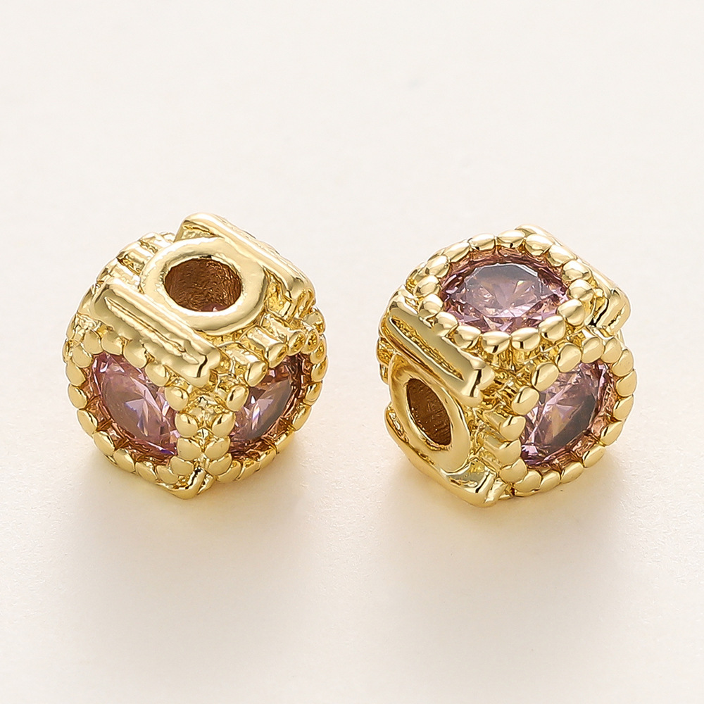 Perles d'espacement carrées en dentelle 18 carats avec rétention de couleur - rose
