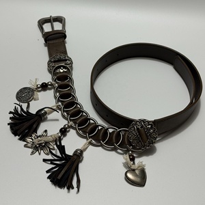 <span class=keywords><strong>Cintura</strong></span> in Ecopelle <span class=keywords><strong>Marrone</strong></span> <span class=keywords><strong>Scuro</strong></span> con Anello a O in Metallo e Ciondolo Intrecciato con Nappina, Stile Western - Product Image 4