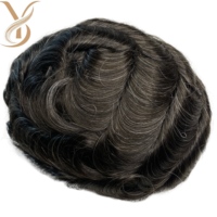 Perruque indienne Remy pour hommes, densité élevée, ligne de cheveux naturelle, en cheveux humains HD, pour toupets à dentelle frontale