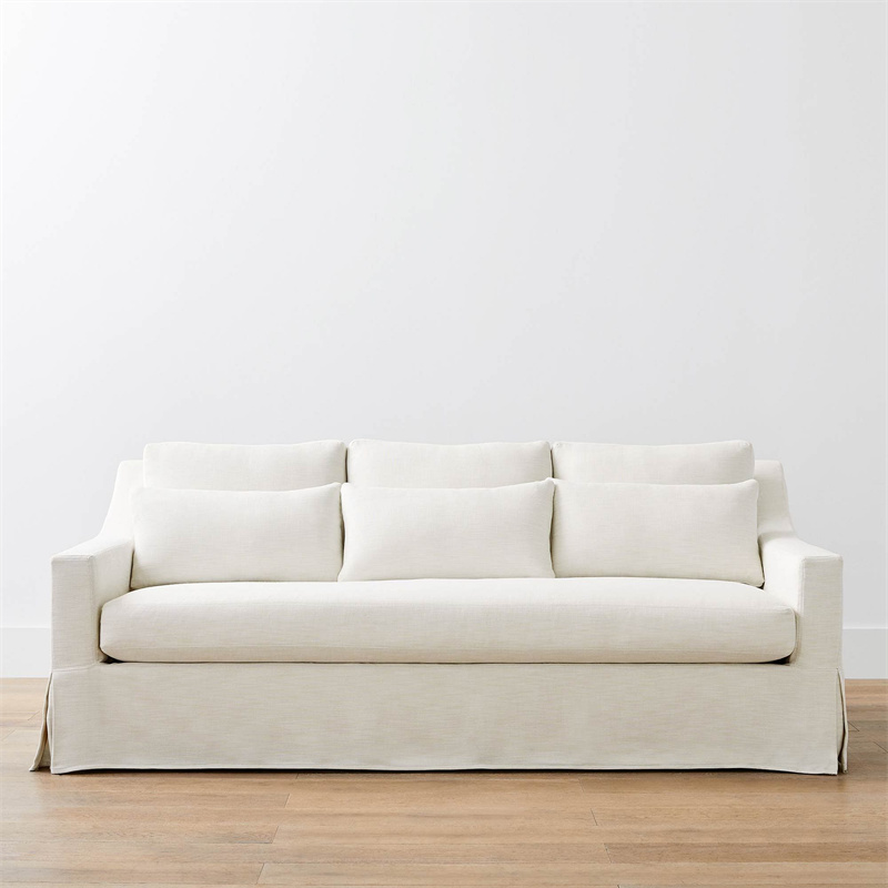 Modern Furniture Living Room Slope Arm Deep Seat Slipcovered Sofa