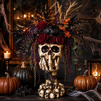 Totenkopf-Pflanzgefäß im Gothic-Stil als Halloween-Dekoration – „No Speak“ Gothic Totenkopf-Pflanzgefäß für Wohnzimmer, Büro, Spielzimmer und Bar-Dekoration