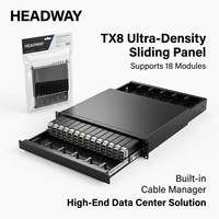 Panneau de brassage fibre optique 1U TX8 haute densité 18 ports avec plateau de gestion de câbles