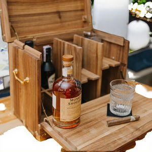 Personalized European Rustic Wood Whiskey <b>Mini</b> Bar Cabinet with Hanging Wall Wine Gift Box Beverage Tubs and Ice Bucket - Product Image 3