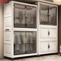 Armoire de rangement pliable à 5 niveaux sans installation, armoire mobile en plastique pour vêtements domestiques