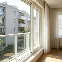 Fenêtre coulissante UPVC à cadre étroit et grande vue pour appartement en ville, système de poulies silencieux et fluide