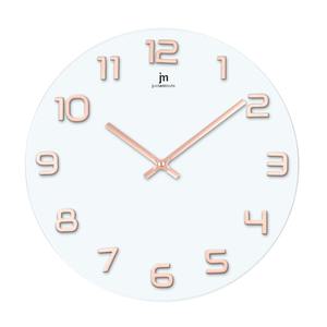 Horloge murale en verre blanc et or rose, diamètre 38 cm - Product Image 1