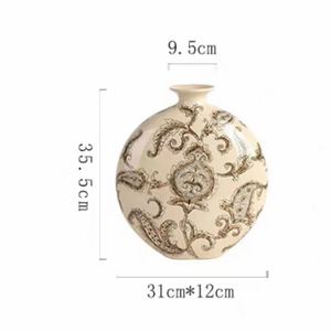 Vase en céramique beige élégant et boîte à mouchoirs, motif floral paisley, accent chinoiserie pour la décoration de la <span class=keywords><strong>maison</strong></span> - Product Image 5