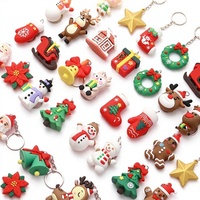 Porte-clés en caoutchouc renne de Noël, pendentif 3D en PVC souple pour cadeau et sac
