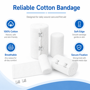 BLUENJOY Bande élastique médicale en spandex <span class=keywords><strong>blanc</strong></span> naturel, tissage uni, pour pansement des plaies - Product Image 2