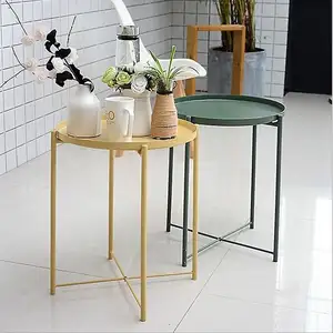 Sıcak satış basit Modern yaratıcı İskandinav mermer çelik oturma odası Mini yuvarlak masa sehpa küçük daire için