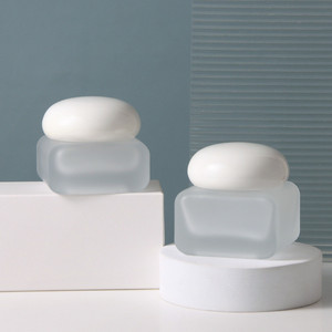 30/50/100/120ml Set di imballaggi cosmetici <span class=keywords><strong>in</strong></span> <span class=keywords><strong>vetro</strong></span> bianco di lusso smerigliato flacone per lozione Spray da 30g di vasetto per crema da 50g contenitore cosmetico vuoto - Product Image 3