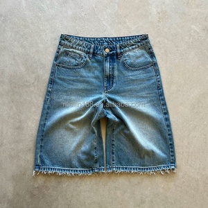 Fabricant de shorts en jean, shorts en jean bleu vintage personnalisés pour hommes, shorts en denim délavés et déchirés, style baggy - Product Image 2
