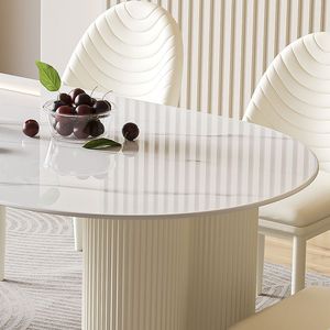 2025 nhà thiết kế mới đến chọn đá cẩm thạch-Nhìn thiêu kết đá hình chữ nhật bàn ăn ghế 4-8 người - Product Image 4