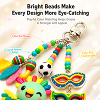 Porte-clés Weimei personnalisé multi-styles avec perles, figurine mignonne en PVC, mini-porte-clés pour sac, couleur personnalisée, cadeau porte-clés sur le thème des fêtes