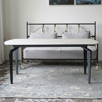 Meubles de salle à manger modernes et luxueux sur mesure avec pieds en métal et plateau en verre trempé, 4 places, Biya HZ051