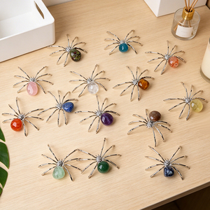 Figuras de Araña de Cristal Pulido, Tallados de Animales en Piedra Curativa, Venta al por Mayor para Decoración - Product Image 1