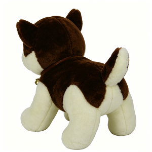 Customized Fluffy Brown Siberian Husky Stuffed Animal with Brass Bell Collar, <b>Standing</b> Puppy Plush Toy - Product Image 2