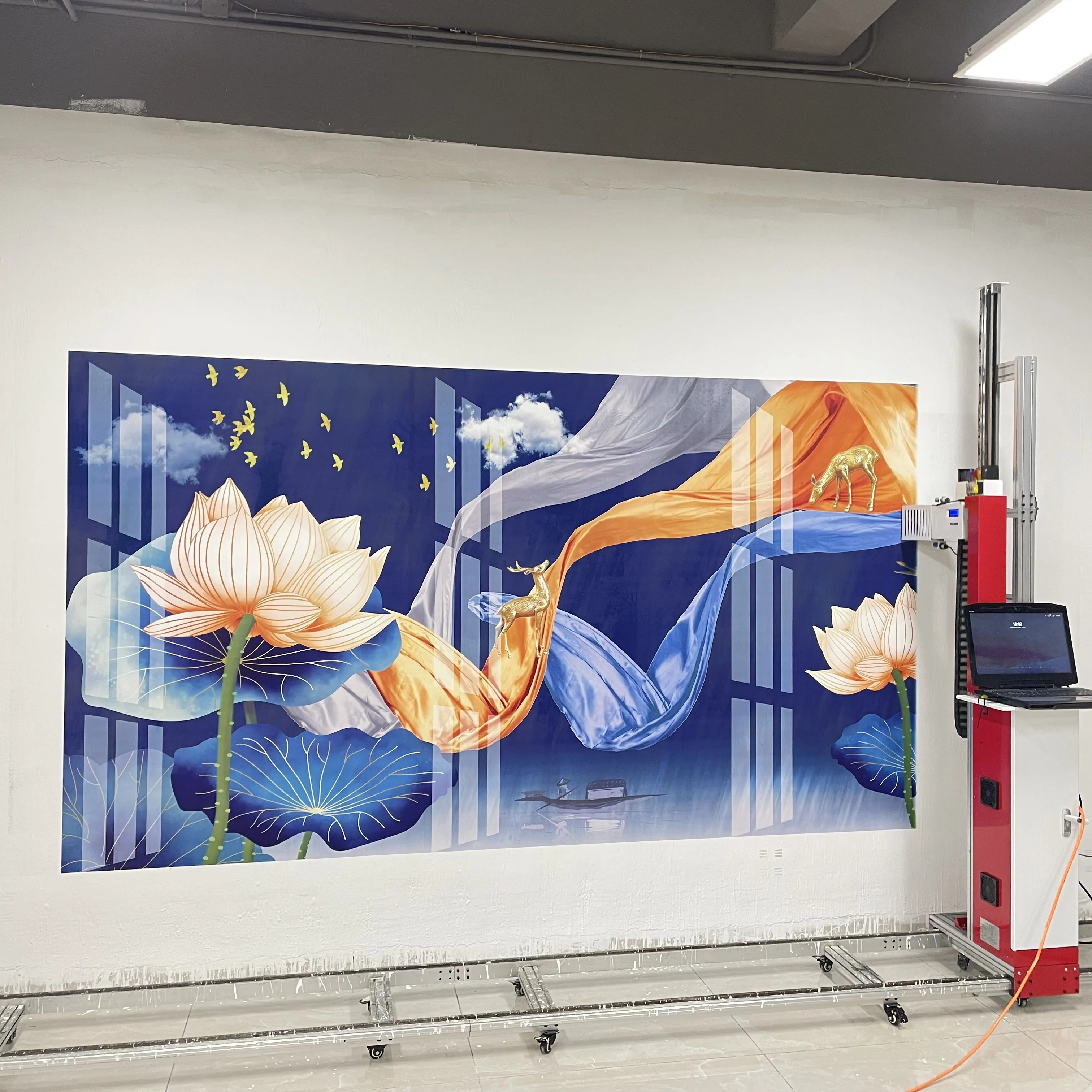 New generation inkjet 3D wall printer outdoor vertical wall printing machine cmykw for 3D printing wall art
