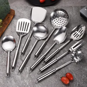 New product ideas 2022 home and kitchen 9 piece set Stainless Steel Utensil set Soup Ladle Slotted Pasta And Turner