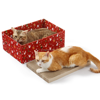 Boîte à gratter d'arbre à chat design de Noël avec herbe à chat pour chats d'intérieur