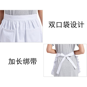<span class=keywords><strong>Tablier</strong></span> <span class=keywords><strong>blanc</strong></span> mignon demi-taille bavoir transfrontalier <span class=keywords><strong>court</strong></span> dentelle garniture Restaurant serveur femmes de chambre vêtements pour nettoyage fête <span class=keywords><strong>tablier</strong></span> en coton - Product Image 4