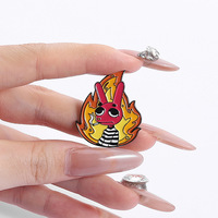Épingles à revers en émail personnalisées, motif lapin de dessin animé flamme rouge, impression typographique, pour publicité, vente chaude