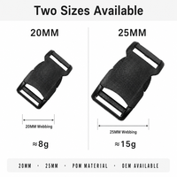 Boucle à dégagement latéral incurvée en POM 20mm 25mm, clip rapide en plastique pour collier de chien, harnais pour animaux, laisse, sangle, OEM ODM