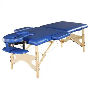 Mt 좋은 품질 공장 마사지 공급 2 섹션 높이 조절 나무 테이블 드 마사지 접이식 휴대용 스파 침대 래쉬 침대
