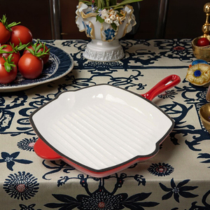 Special for Steaks Nonstick Square Cast Iron Enamel Frying <strong>Pan</strong> with Even Heating Creates a Fragrant and Delicious <strong>Aroma</strong> - Product Image 1