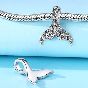 จี้หางนางเงือกทองเหลืองสีขาวสไตล์วินเทจพร้อมดีไซน์ที่โดดเด่นและหรูหรา; อุปกรณ์เสริมสำหรับทำสร้อยข้อมือ DIY สำหรับผู้หญิง - Product Image 5