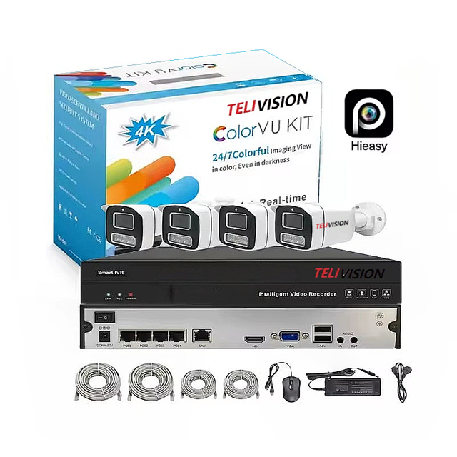 4CH POE Kit Outdoor Waterproof Security Camera One-way Audio Optional Hard Drive HD 4K CCTV Camera